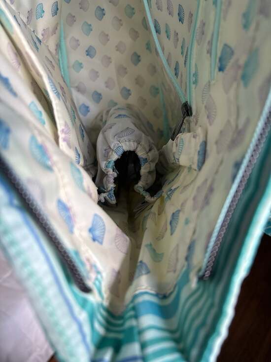 Lug Skyliner Medium Quilted Tote with Trolley Sleeve in Marina Stripes - Picture 6 of 11